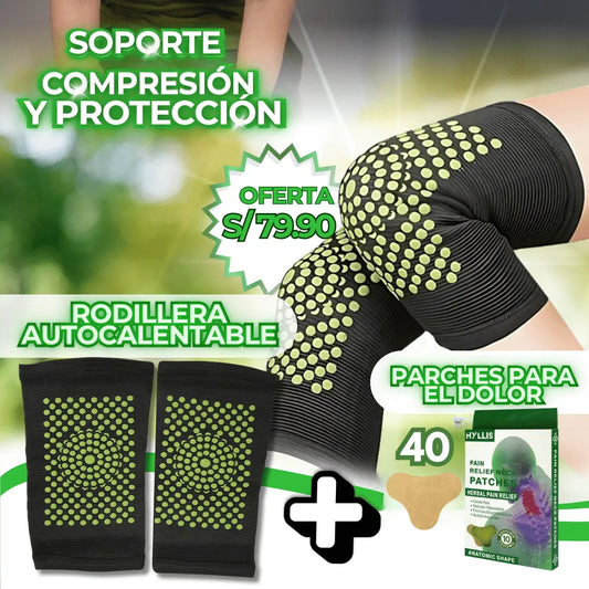"RODILLERA TÉRMICA + 40 PARCHES PARA EL DOLOR - ALIVIO NATURAL"