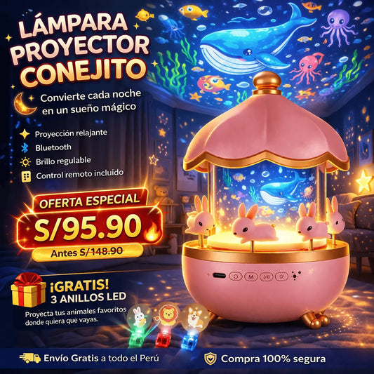 PROYECTOR CARRUSEL CONEJITO 360°