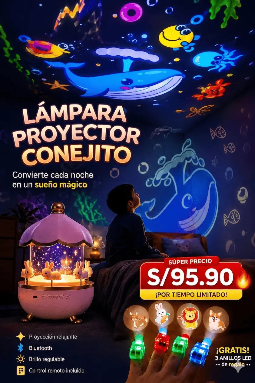 PROYECTOR CARRUSEL CONEJITO MÁGICO PARA NIÑOS