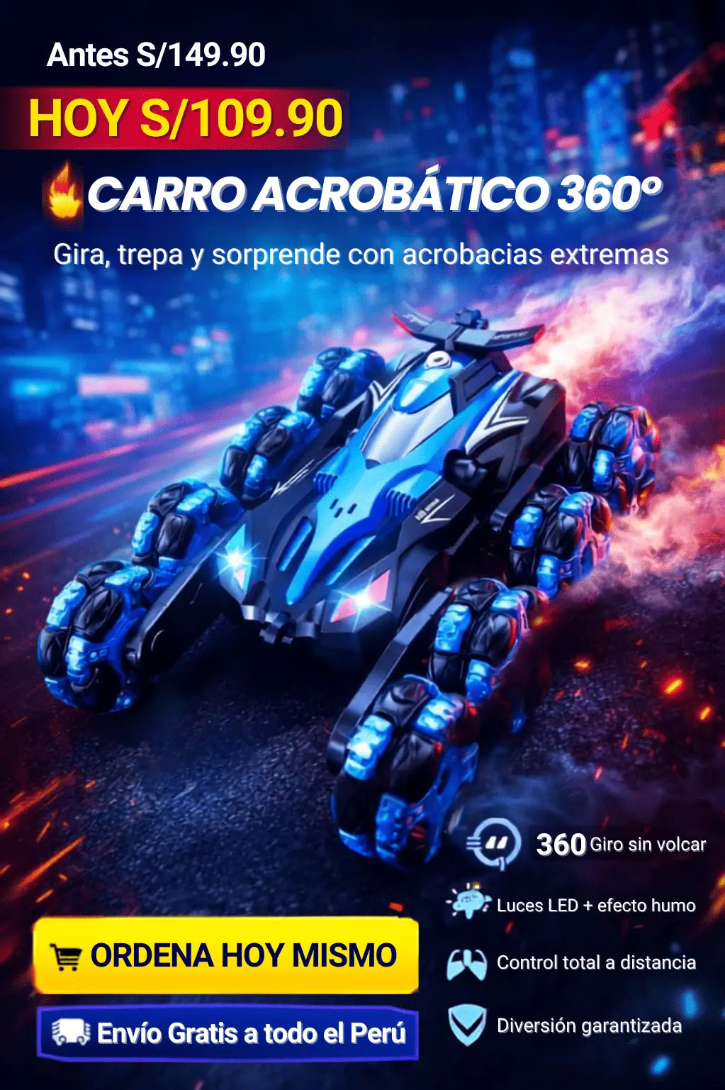CARRO ACROBATICO 360° - LANZA HUMO
